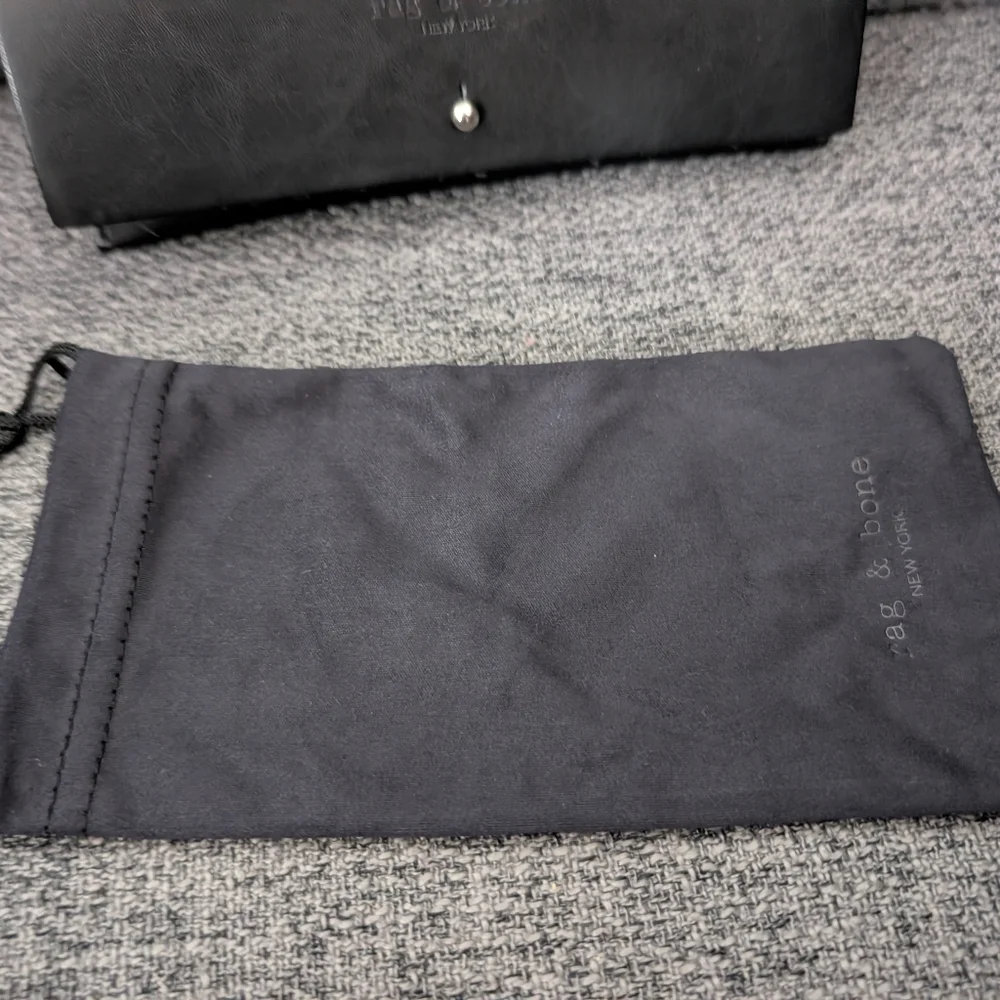 RAG AND BONE Black Leather Glasses Case With Travel Bag